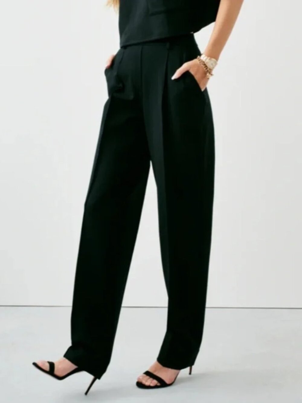 SPANX Black Ponte Barrel Leg Pants Large Tall Stretch Pull on 21171T
